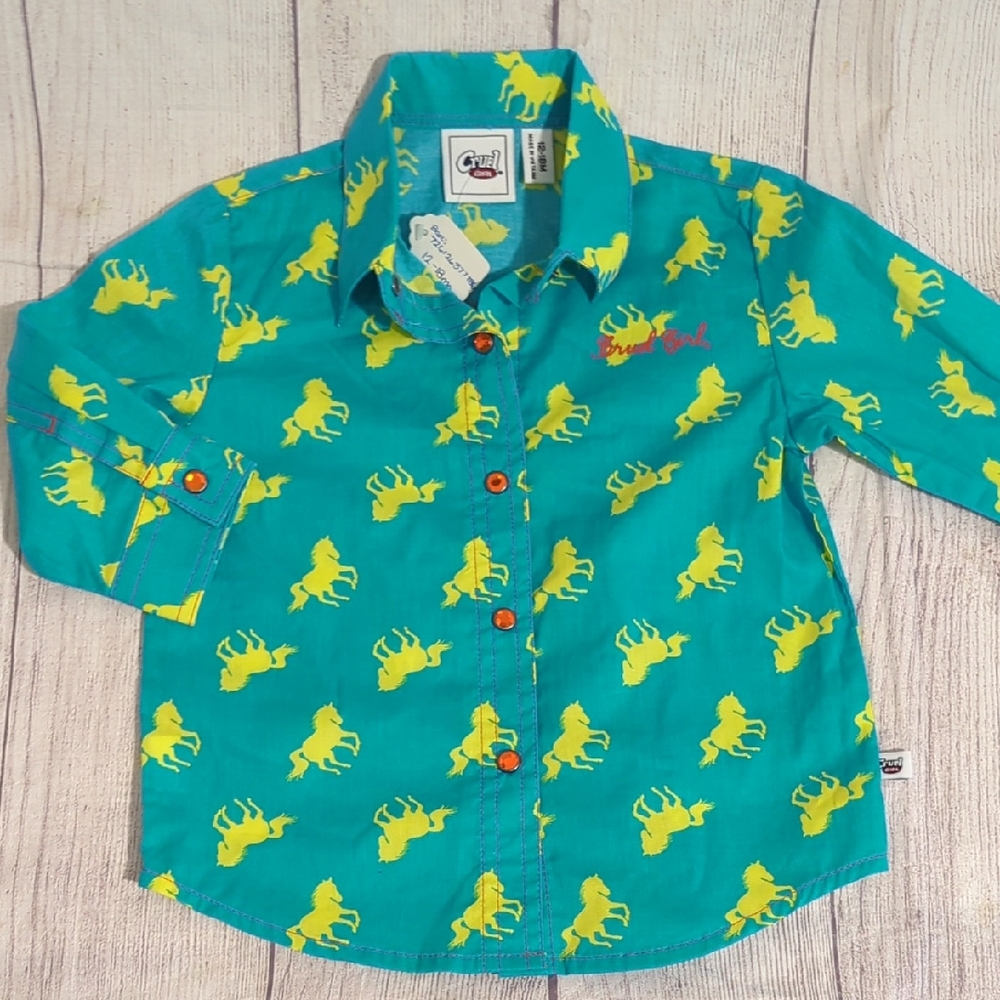 Cruel Girl Teal Shirt with Yellow Horse Pattern